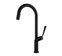 QTANZIQI Robinets de Cuisine de Bain avec douchette extractible, Robinet d'évier Noir, Robinet d'eau, pulvérisateur pivotant à 360 degrés, Bec à col de Cygne