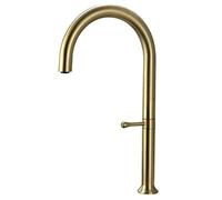 QTANZIQI Robinets de Cuisine de Bain, Robinet de lavabo à Rotation, évier en Acier Inoxydable, mitigeur d'eau Froide Chaude à poignée Unique pour Lieu Public d'hôtel, Or brossé