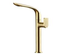 QTANZIQI Robinets de lavabo de Salle de Bain dorés à Arc élevé - Robinet mitigeur Rotatif à 360 ° pour Eau Chaude Froide, Robinet de lavabo pour salles de Bains élégantes, Un Trou