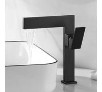 QTANZIQI Robinets de lavabo de Salle de Bains mitigeur de lavabo Cascade Noir robinets de Salle de Bains mélangeur Cascade Eau Froide Chaude-Haut