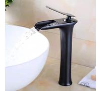 QTANZIQI Robinets de lavabo de Salle de Bains mitigeur de lavabo Cascade Noir Salle de Bains mélangeur à Un Trou Haut