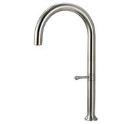 QTANZIQI Robinets de Salle de Bain de Cuisine, Robinet de lavabo à Rotation, évier en Acier Inoxydable, mélangeur d'eau Froide Chaude à poignée Unique pour Lieu Public d'hôtel, Argent brossé
