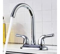 QTANZIQI Robinets d'évier poignée en cuivre Double Levier Trous lavabo Robinet pivotant Chaud Froid avec Rotation à ° pour Cuisine Salle de Bain