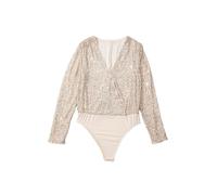 QTANZIQI Sequin for Women Long Sleeve Wrap V Neck Bodycon Bodysuit Party Night Club Wear Female Body Tops