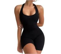 QTANZIQI Shapewear pour Femmes, Body Complet, contrôle du Ventre, Dos Nageur, col Licou, Hauts mi-Cuisse, Plus Mince, rehausseur de Fesses