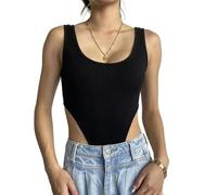 QTANZIQI Solid Ribbed Y2K Bodysuit Sleeveless U-Neck Bodycon Women Bodice Harajuku Basic Summer Tops Party Clubwear