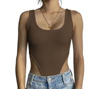 QTANZIQI Solid Ribbed Y2K Bodysuit Sleeveless U-Neck Bodycon Women Bodice Harajuku Basic Summer Tops Party Clubwear