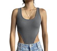 QTANZIQI Solid Ribbed Y2K Bodysuit Sleeveless U-Neck Bodycon Women Bodice Harajuku Basic Summer Tops Party Clubwear