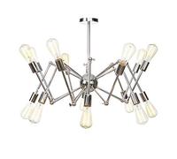 QTANZIQI Spoutnik Industriel Vintage à 16 lumières en métal Finition chromée, décoration Pendant la lumière, plafonnier réglable Rustique Chic pour hôtels, Chrome 14 têtes