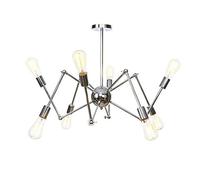 QTANZIQI Spoutnik Industriel Vintage à 16 lumières en métal Finition chromée, décoration Pendant la lumière, plafonnier réglable Rustique Chic pour hôtels, Chrome 8 têtes