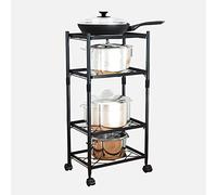 QTANZIQI Support à casseroles Multicouche, éère de Sol de Cuisine carrée, éère de Rangement rotative Mobile pour (Couleur : Noir, Taille 38x26.5x80cm)