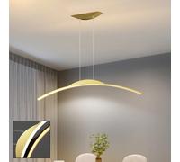 QTANZIQI Suspension LED dorée pour îlot de Cuisine, Salle à Manger linéaire, avec télécommande à intensité Variable pour Table de Salon, Bureau, Bar, Lampe Suspendue réglable en Hauteur (120 cm)