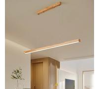 QTANZIQI Suspension LED en Bois pour Salle à Manger, Lampe Suspendue, à intensité Variable avec télécommande pour Cuisine, Bureau, Bar, Hauteur réglable 3000-6000K, Abat-Jour Blanc (Woo