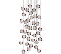 QTANZIQI Suspension Plafond G4-LED en Cristal, Salon Grenier Escalier Foyer Restaurant Bar Chambre Chrome Lampe Suspendue Disque 36