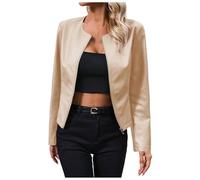 QTANZIQI Veste de Transition pour Femme Veste de Printemps Catégorie de Produit Vestes Manteaux en Simili Cuir pour Femme - Manteau avec Veste de Costume entièrement zippée