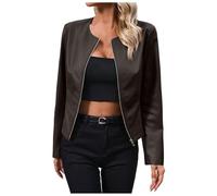 QTANZIQI Veste de Transition pour Femme Veste de Printemps Catégorie de Produit Vestes Manteaux en Simili Cuir pour Femme - Manteau avec Veste de Costume entièrement zippée