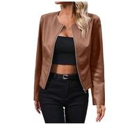 QTANZIQI Veste de Transition pour Femme Veste de Printemps Catégorie de Produit Vestes Manteaux en Simili Cuir pour Femme - Manteau avec Veste de Costume entièrement zippée