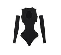 QTANZIQI Women Long-Sleeved Bodysuit Solid Color Hollow Off-Shoulder Jumpsuit Gothic Harajuku Bodysuit Women Y2K Clothes Camisole