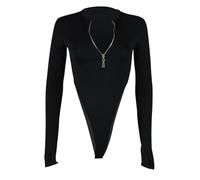 QTANZIQI Women Zip Up Long Sleeve Bodysuit Fashion Slim Fit Leotard Tops Night Club Bottoming Shirts Goth Tops Bodysuit