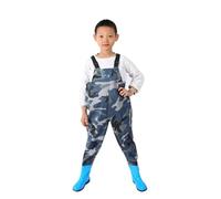 QTDZ Pantalon De Pêche pour Enfants en PVC Léger Et Résistant, Bottes Waders Outdoor pour La Pêche Et La Chasse des Enfants Waders Jeunes Imperméables avec Bandoulière Réglable,Bleu,28 EU