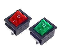 QTEATAK KCD2 Lot de 2 interrupteurs à bascule AC DPST 4 broches 2 positions ON/OFF 20 A/125 V 15 A/250 V Vert et rouge LED