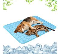 QTERHYD Tapis Rafraîchissant Luxeon Original,Tapis Fraîcheur Chat Chien,Doux Et Lavable,Matelas Rafraîchissant en Soie Glacée pour Animaux (Blue, M-60X50CM)