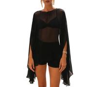 Qtinghua Poncho transparent pour femme - Boléro léger tricoté - Pull d'été transparent en maille