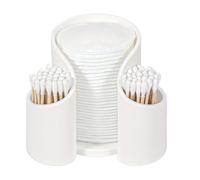 Qtip Holder for Desk - Cotton Swab Dispenser | Compact Bathroom Organizer with Removable Lid, Qtip Storage Container with Easy Access, Vanity Counter Tray for Cups Floss Pads Storage