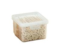 Qtip - Support carré pour cotons-tiges, boîte de rangement avec couvercle - Organiseur de cotons-tiges de coton, organisateur de salle de bain pour boules de coton, cotons-tiges, tampons ronds