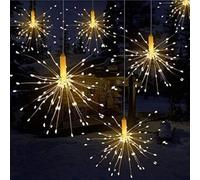 Qtiwe Lumières Décoratives de Feux d'Artifice Lumière de Feux d'artifice LED d'Explosion de Ficelle de Fil de Cuivre de Boîte de Batterie à Télécommande IP65 étanche (120 lumières)