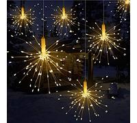 Qtiwe Lumières Décoratives de Feux d'Artifice Lumière de Feux d'artifice LED d'Explosion de Ficelle de Fil de Cuivre de Boîte de Batterie à Télécommande IP65 étanche (180 lumières)