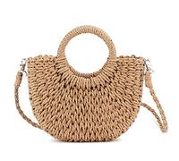 QTKJ Femme A-03 Sac Paille, Kaki, 6.29''x 9.84''