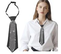 QTMMC Cravate en strass pour hommes et femmes avec diamants artificiels scintillants, cravate à paillettes et sequins, cravate brillante avec pierres scintillantes pour cocktail, enterrement de vie de