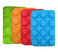 Qtopun Lot de 4 mini moules à muffins en silicone 12 tasses en silicone
