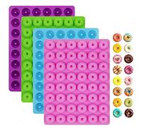 Qtopun Lot de 4 moules à bonbons en silicone 48 cavités en forme de beignet pour gelée, chocolat, mariage, fête d'anniversaire