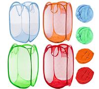 Qtopun Lot de 4 paniers à linge pliables en maille pour chambre à coucher, chambre d'enfant, dortoir d'étudiant et voyage