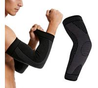 QTORCHE Coudière Tendinite et Épicondylite, Coudière Musculation de Compression pour Sport, Manchon de Bras Respirant et Antidérapant pour Homme et Femme, Noir L