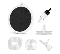 QTORCHE Diffuseur Air Aquarium Silencieux, Bulleur Aquarium avec Bulles Ultra Fines - Kit Complet 6 Pièces (Tuyau 2m, Clapet Anti-Retour, Valve) - pour Aquarium Planté, Poissons, Crevettes