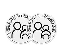 QTORCHE Lot de 2 Macarons CA Conduite Accompagnée Électrostatiques Ø15 cm, Disques Apprenti Conducteur sans Colle Repositionnables, Autocollants Pare-Brise et Vitre Arrière Voiture
