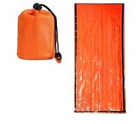 QTORCHE Sac de Couchage de Survie Réutilisable Orange | Couverture d'urgence Thermique en PE, Haute Visibilité, Imperméable & Coupe-Vent, Avec Sifflet