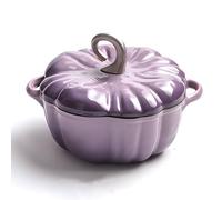 QTQHOME Cocotte en fonte de citrouille de 4 litres, cocotte de citrouille de 3,7 l, pot de cuisine en émail en forme de citrouille, pot de citrouille avec couvercle, pot à soupe pour 3 à 5 personnes,