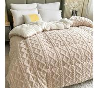 QTQHOME Couverture lestée d'hiver en flanelle polaire épaisse en velours pelucheux, literie lourde et chaude (220 x 240 cm/5 kg, beige)