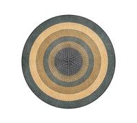 QTQHOME Tapis rond pour salon, lavable en machine, impression et tissage faits à la main de motifs circulaires vintage antidérapants (80 cm, vert jaunâtre)
