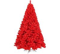 QTQHOME Vacances PVC Artificielle Arbre D'épinette,Léger Articulé Multicolores Arbre De Noël avec Metal Stand Assemblage Facile Décor du Festival,Premium Sapin De Noël-Rouge 180cm/6ft