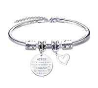 QTQTLP Bracelet Femme Cadeau D'anniversaire Pour Nièce - 'Je T'aime Ma Nièce' - Pendentif Idée Cadeau Ado Enfant Garçon (1) (3)