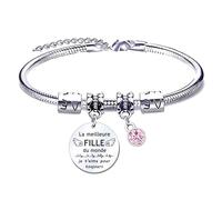 QTQTLP Cadeau Fille Bracelets Femme Cadeau D'anniversaire Fille Enfant Je T'aime Ma Fille Cadeau Fille à Ma Fille Bracelet Femme Idee Cadeau Ado Fille Pendentif Bracelets (2)