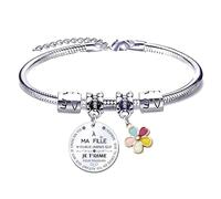 QTQTLP Cadeau Fille Bracelets Femme Cadeau D'anniversaire Fille Enfant Je T'aime Ma Fille Cadeau Fille à Ma Fille Bracelet Femme Idee Cadeau Ado Fille Pendentif Bracelets (5)