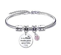 QTQTLP Cadeau Fille Bracelets Femme Cadeau D'anniversaire Fille Enfant Je T'aime Ma Fille Cadeau Fille à Ma Fille Bracelet Femme Idee Cadeau Ado Fille Pendentif Bracelets (1)