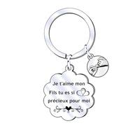 QTQTLP Cadeau Fils Porte Clés Homme Personnalisé Cadeau D'anniversaire Garçon Enfant Je T'aime Mon Fils