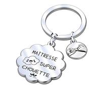 QTQTLP Cadeau Maitresse Porte Clef Maitresse D'école Cadeau Atsem Maternelle Porte tsem Porte Clef Maitre D'école